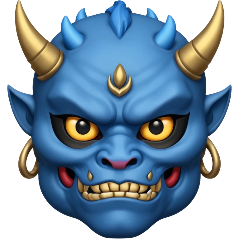 blue oni with black and gold eye emoji
