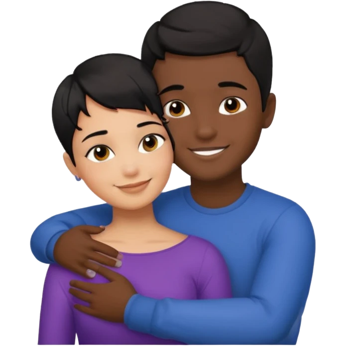 Hot latino man hugging girl black hair pixie cut emoji