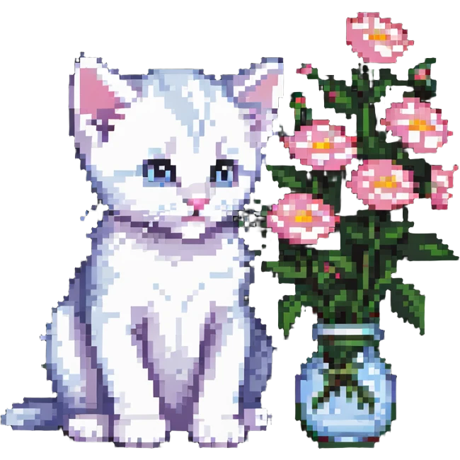 Kitten smells flowers emoji