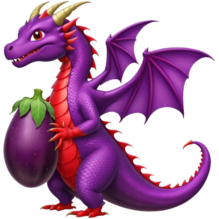 red dragon holding eggplant  emoji