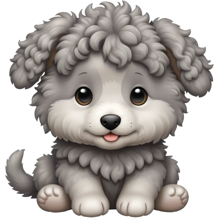 Gray curly puppy emoji