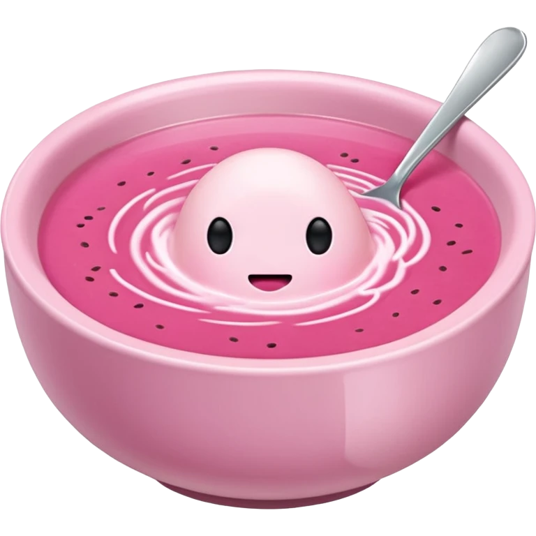 A bowl of pink soup from Lithuania with no face emoji