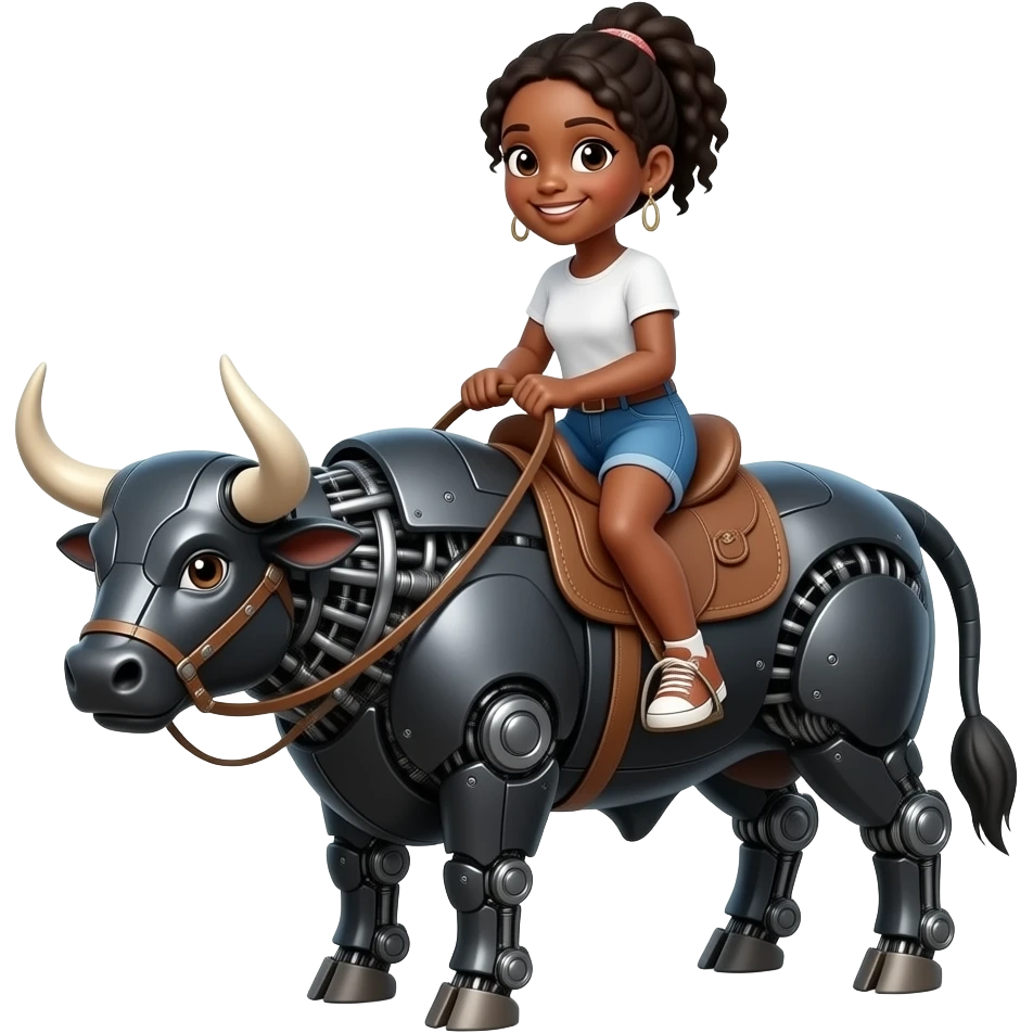 Light skinned black  girl riding mechanical bull emoji