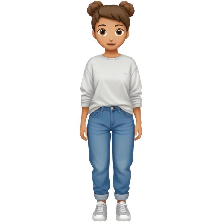 Girl with baggy jeans and baggy shirt with a bun emoji