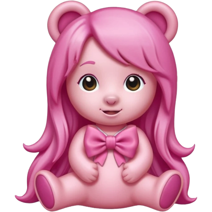gummy bear with long hair and a hairbow emoji