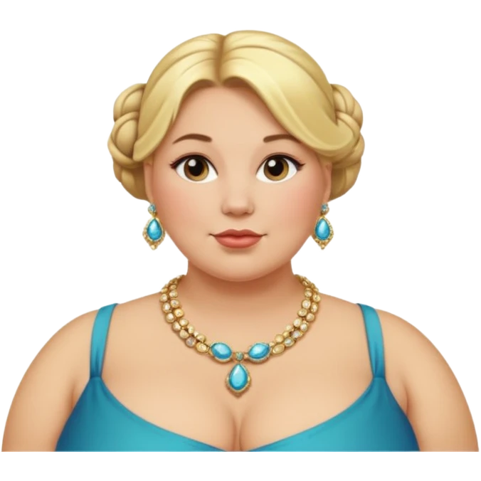very fat beautiful rich blonde bun haired woman emoji