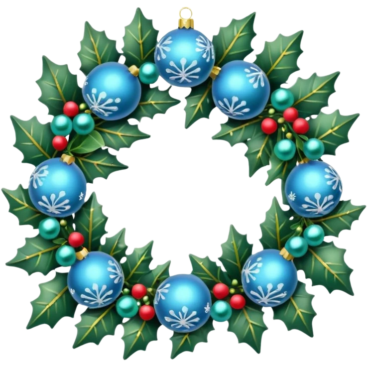 small Christmas wreath with light blue details emoji