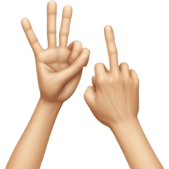 skin hand making a letter K with the middle, pointer and thumb fingers emoji