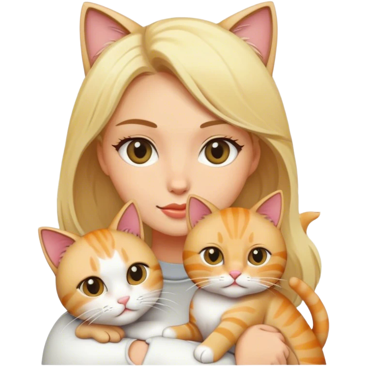 blonde woman with cat emoji