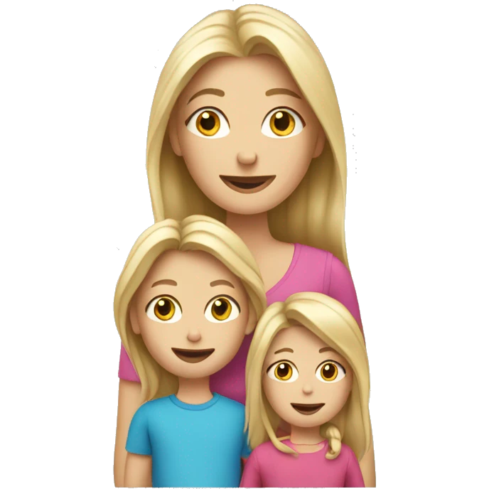 Long blonde hair mum with son and daughter  emoji