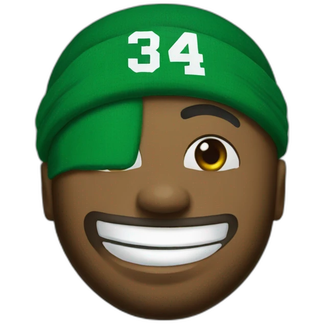 Paul Pierce with green headband and "CELTICS" and "34" written on jersey emoji