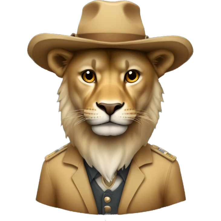 un leon con sombrero al lado de una fotocopiadora emoji