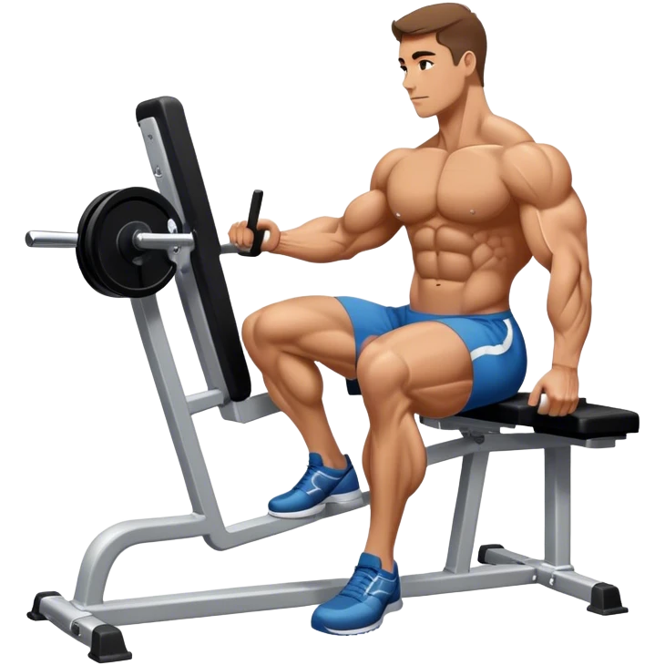 side-view bodybuilder seated weighted calf-raise machine lower leg exercise emoji