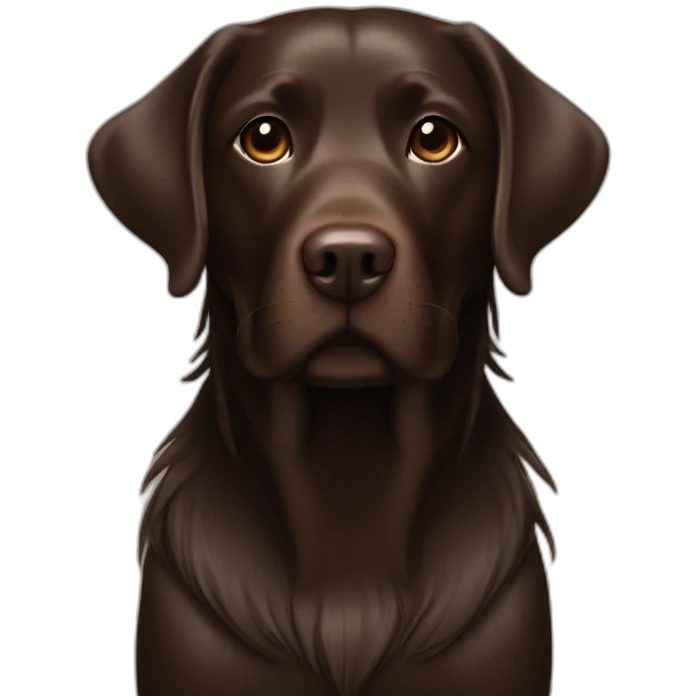 Chocolate labrador playing with long black haired fringe woman emoji