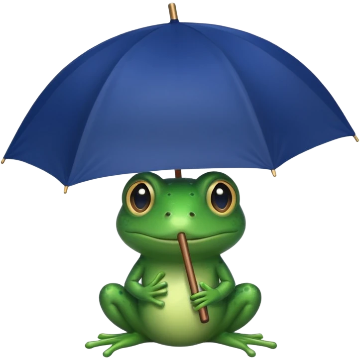 Frog hold dark blue umbrella emoji