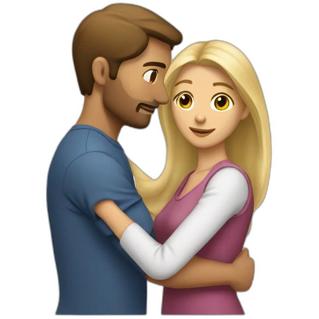 Femme brune et homme blond qui s’embrasse emoji