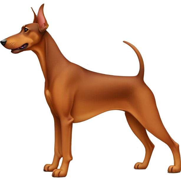 Orange Doberman with long tail and floppy ears  emoji