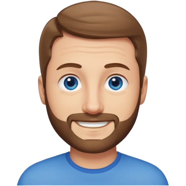 homme yeux bleus presque chauve mais encore avec des cheveux clairsemées et une barbe courte moins de chevaux et sourir emoji