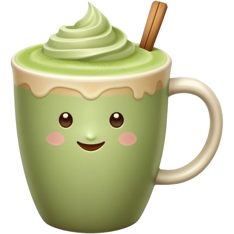 realistic Matcha latte in realistic beige colored mug emoji