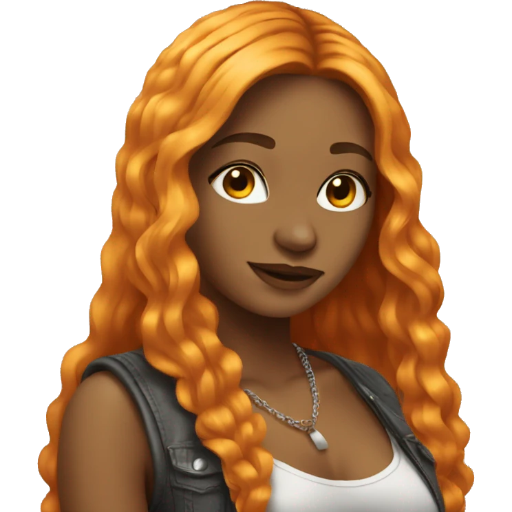 Girl Dj Orange long hair emoji