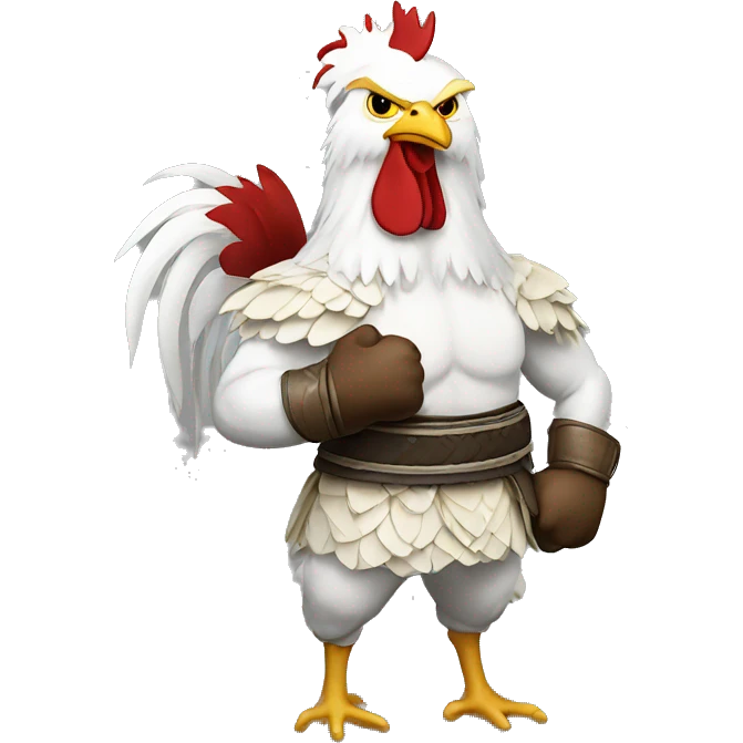 White rooster fighter emoji