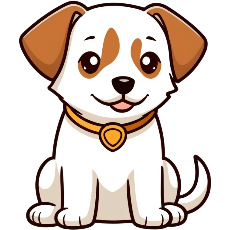 White cute dog with brown eye and brown ear emoji