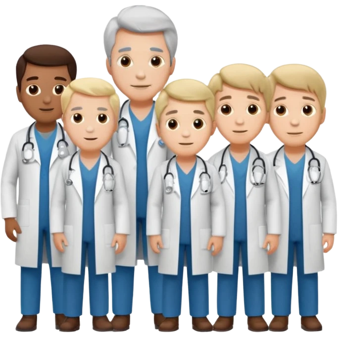 5 doctor staff all men make the differ in age make some space between em emoji