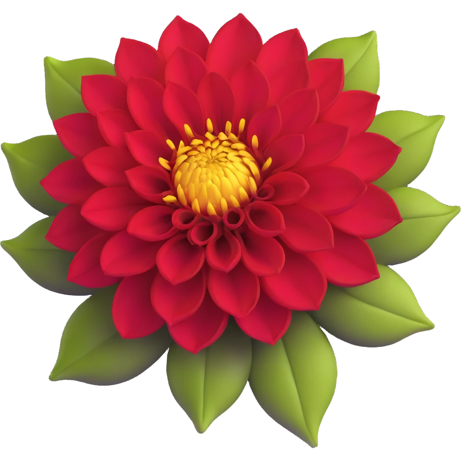 dahlia flower with yellow center and red petals emoji