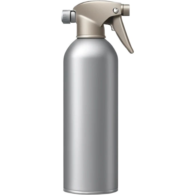 slim aerosol can with smooth metallic or matte finish, capped with rounded nozzle, subtle shine, neutral coloring grey beige or dark blue, utility without branding, closed spray bottle, soft lighting, subtle shadows, emoji scale emoji