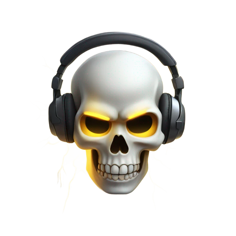skull with headphones lightning eyes emoji