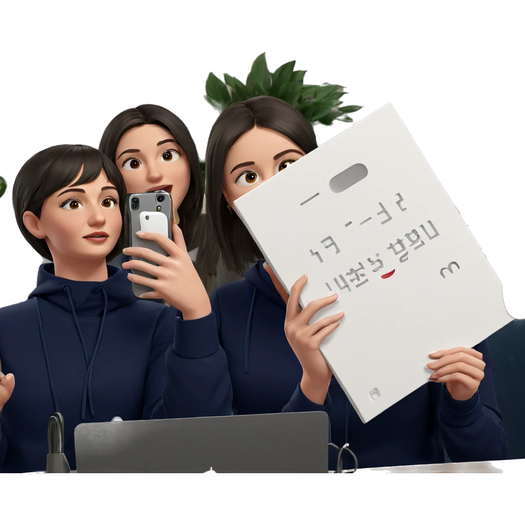 girls with phones indoors emoji
