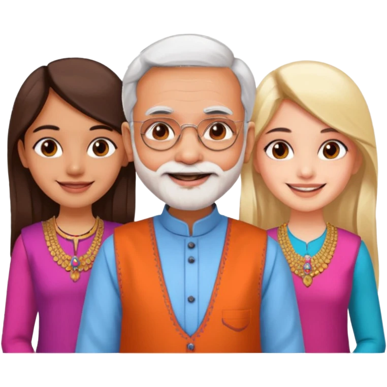 Modi with girls emoji