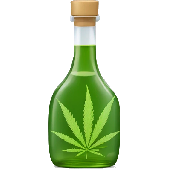 Frasco de aceite con gotero mas hoja de cannabis emoji