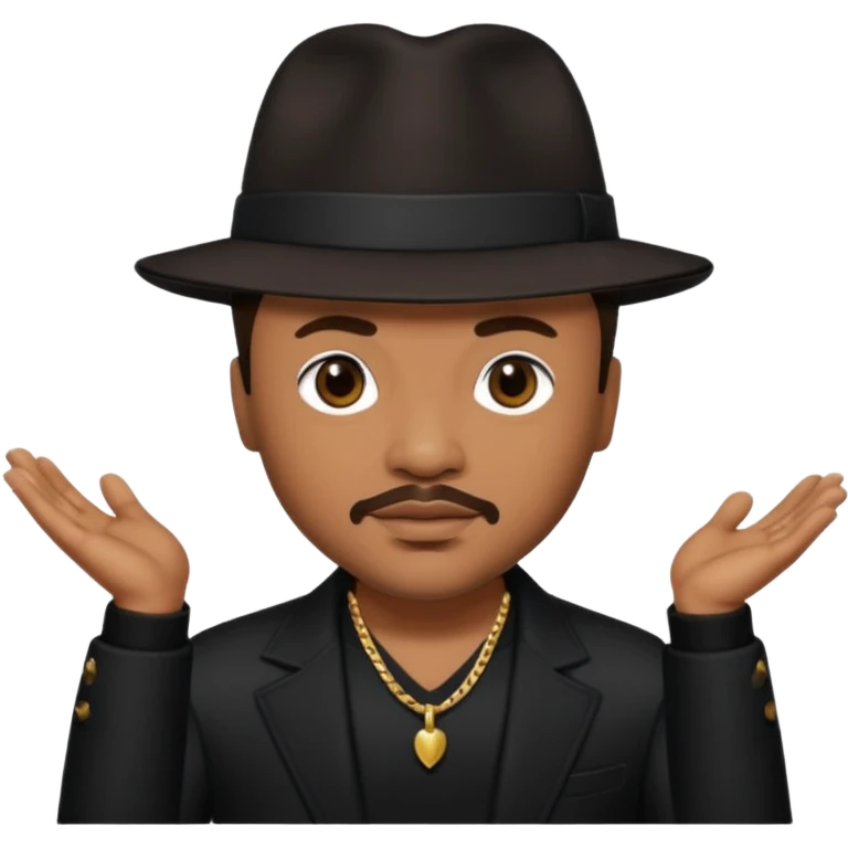 Howard Hewett with dark brown hair, black outfit emoji