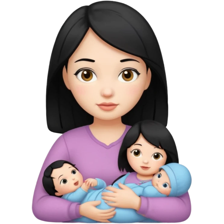 a black hair girl with 1 babie doll emoji