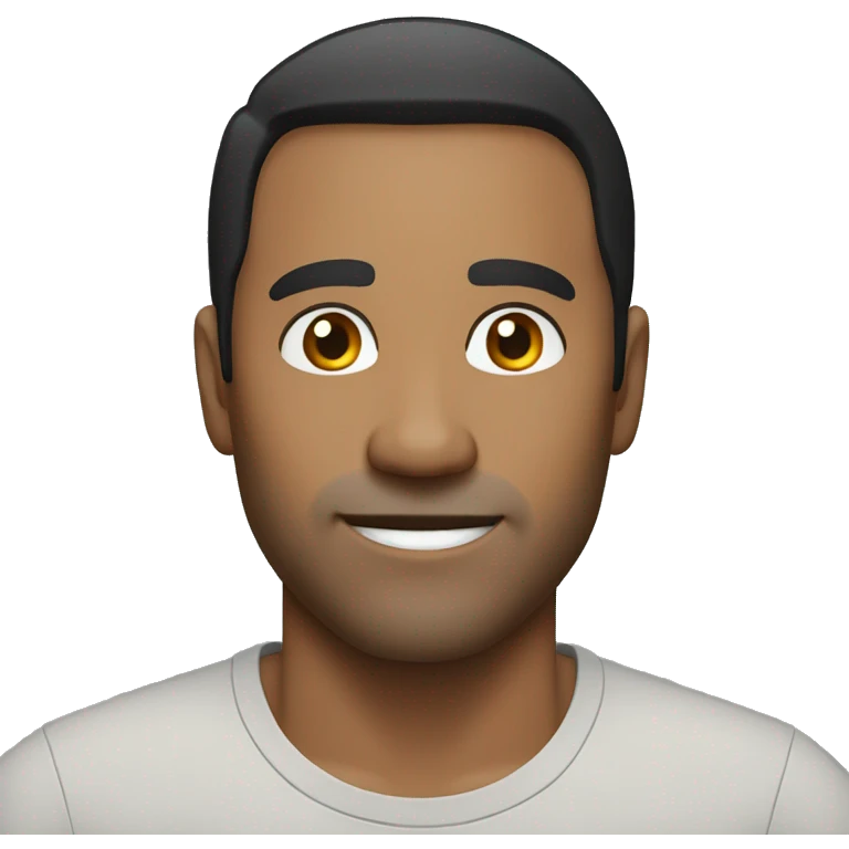 45 year old man with black hair brown skin no moustache wearing tshirt emoji