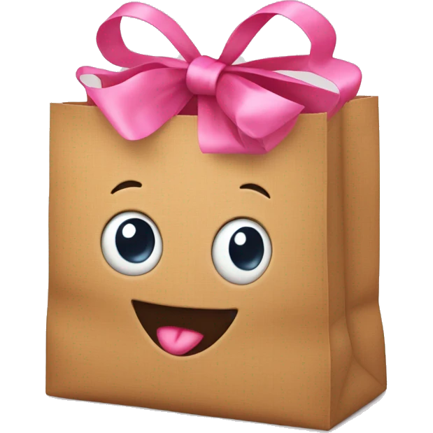 Realistic grocery bag with pink bow emoji