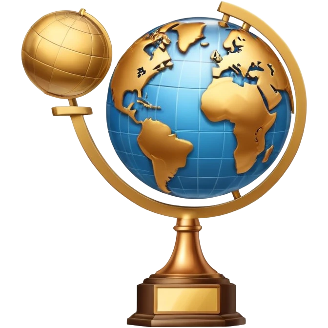 trophy with globe in itn globe's background is a desaturated copper hu emoji