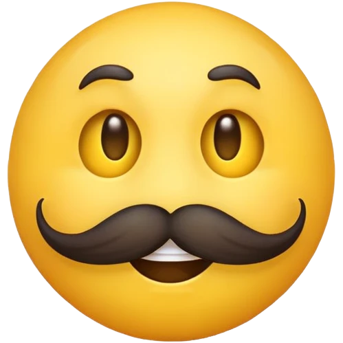 Creepy yellow emoji with long mustache emoji
