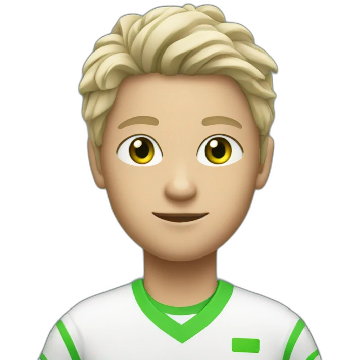 white tennis player with green eyes emoji