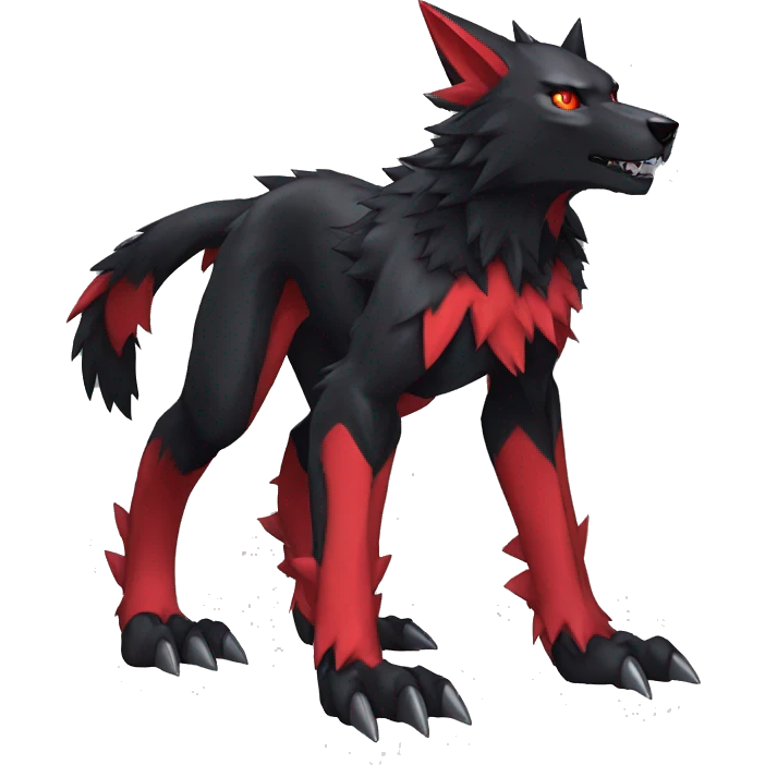  Cool Edgy Black Red Digimon-Fakemon-Garurumon-Loogamon-Wolf full body emoji