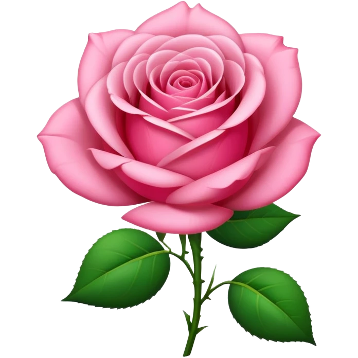 A lush pink romantic Rose with some petals and a stem emoji