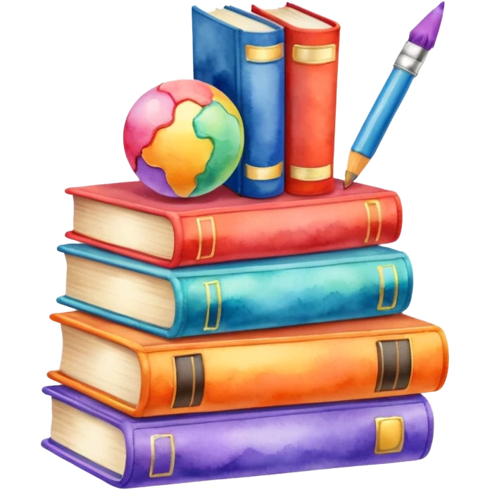 watercolor books and toys emoji