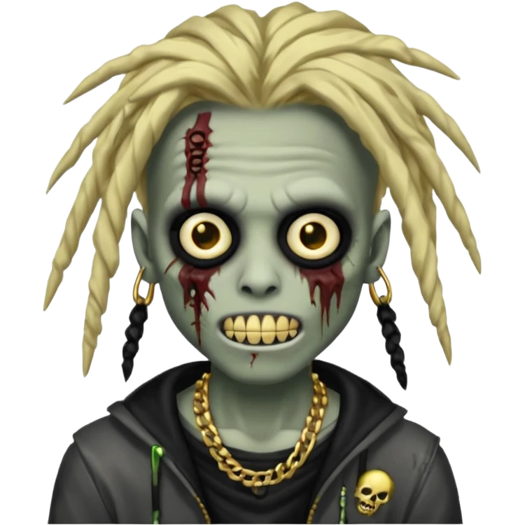 zombie emo boy emoji with dreads and gold grillz emoji