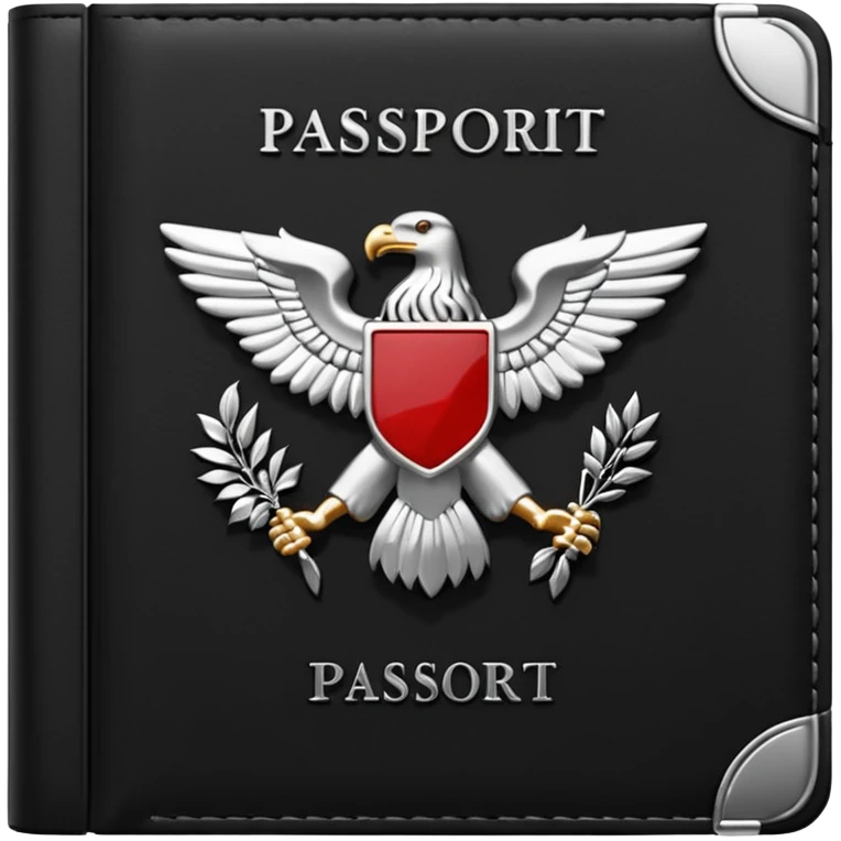 black passport with minimal silver details emoji