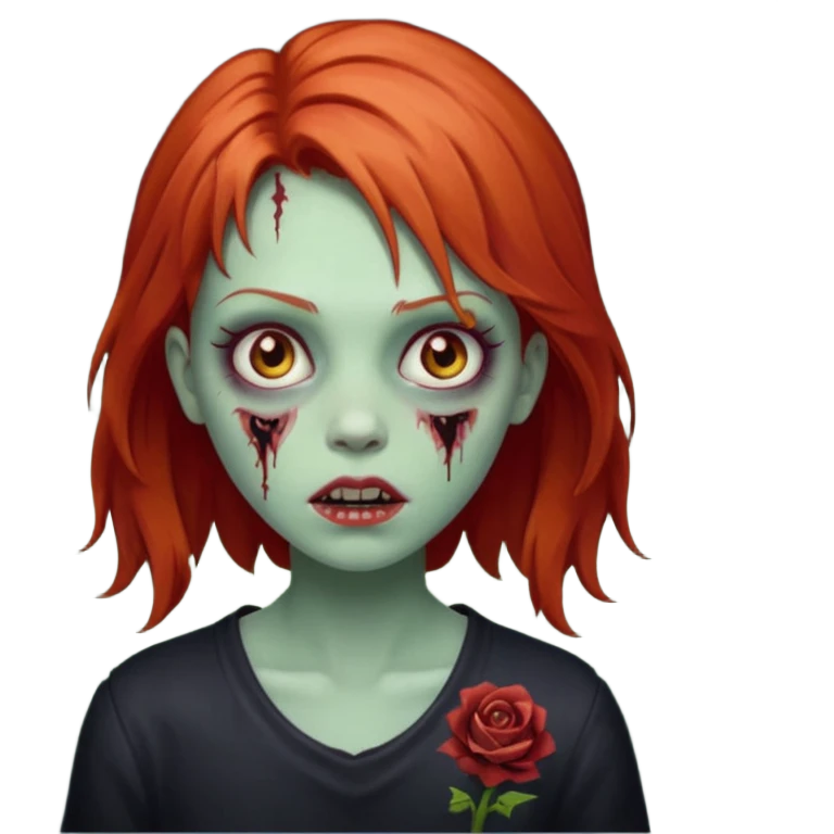 girl zombie with redhead hair emoji