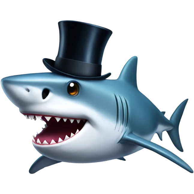 Shark with a top hat emoji