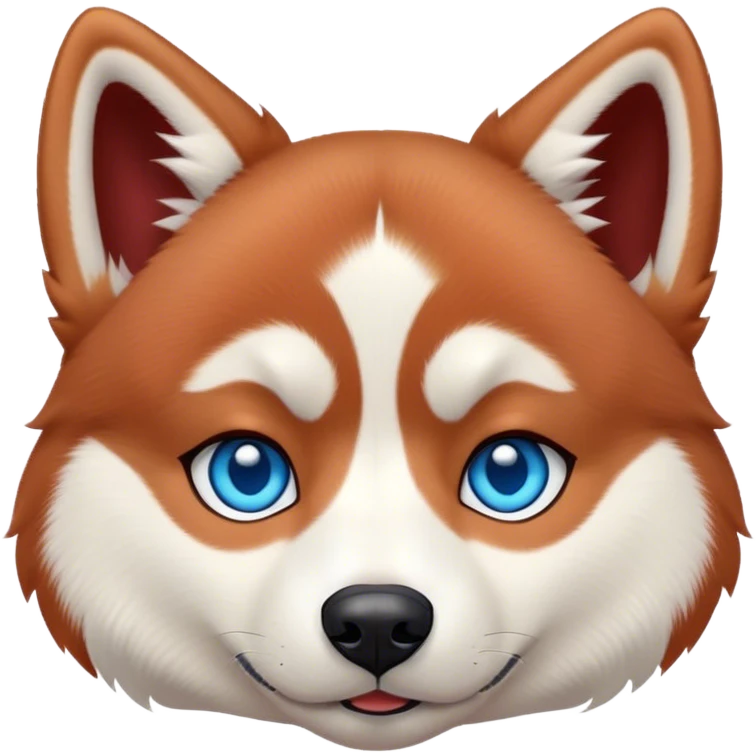 Cute, Disney-style red Siberian husky with blue eyes, laying down emoji