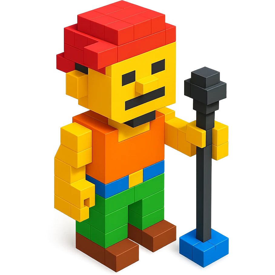 Lego version of 2Pac holding a microphone stand emoji