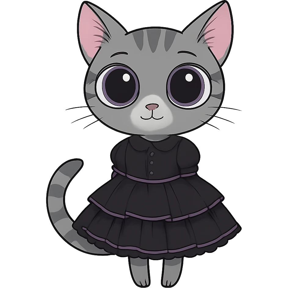 Remove the background and any text from this goth banner, keep it cute, expressive, minimal, in the style of imagen-4-fast-KaUtLiSA10F, with a transparent background. emoji